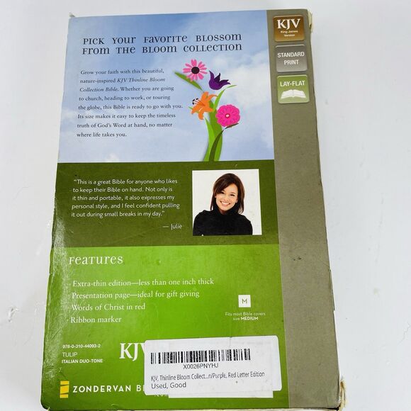 KJV BLOOM COLLECTION BIBLE Zondervan Soft Faux Leather Red Letter Lay Flat Tulip - Picture 15 of 16